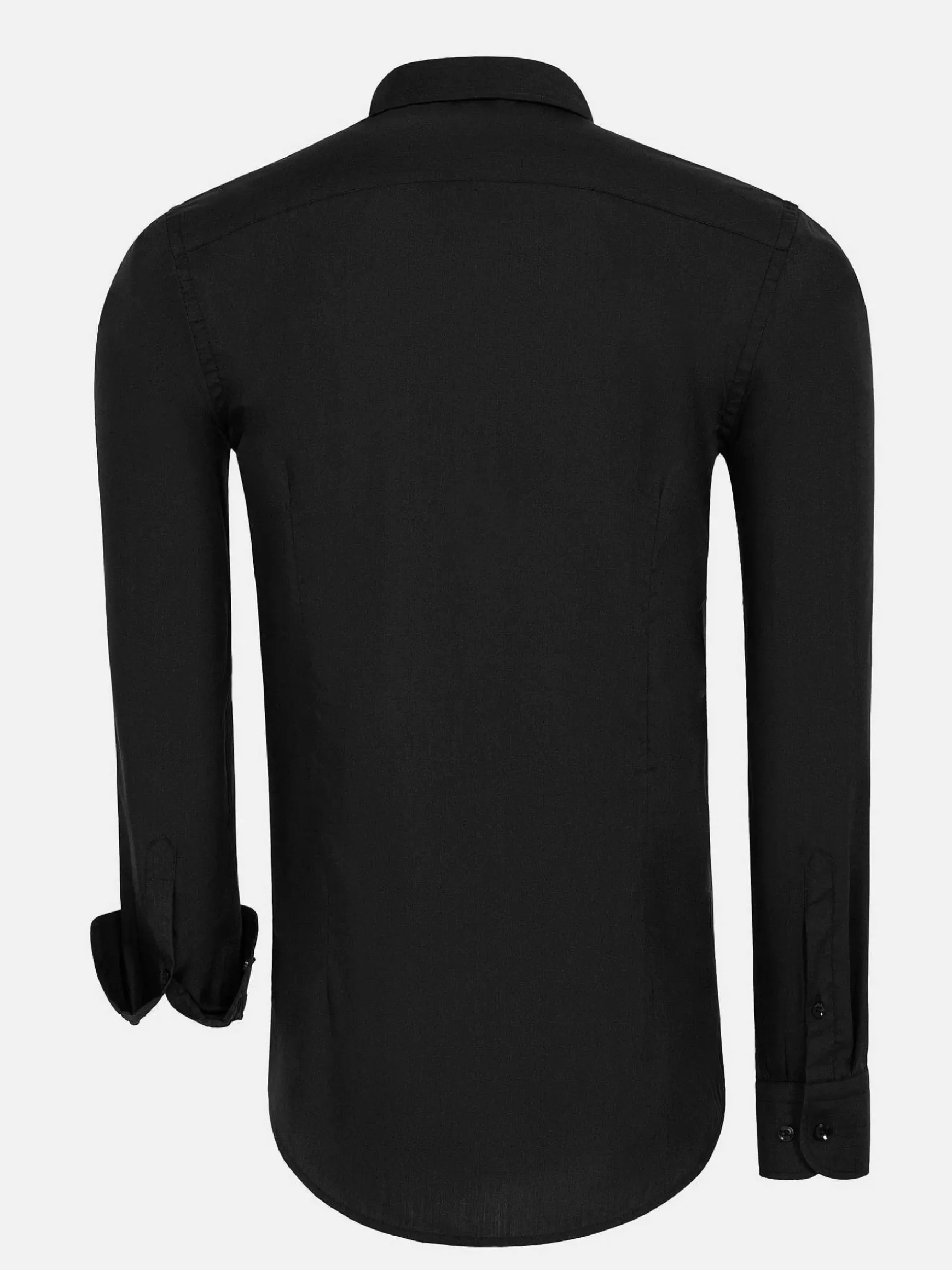 Leira Solid Black Overhemd Lange Mouw