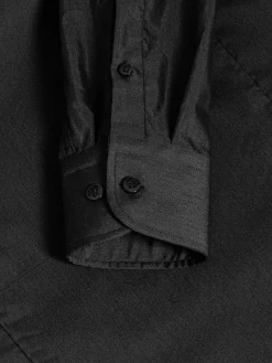 Leira Solid Black Overhemd Lange Mouw