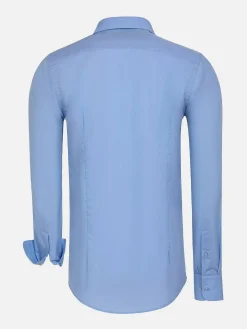 Leira Solid Blue Overhemd Lange Mouw