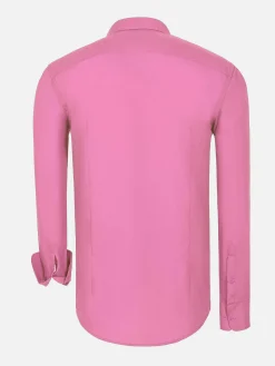 Leira Solid Dark Pink Overhemd Lange Mouw