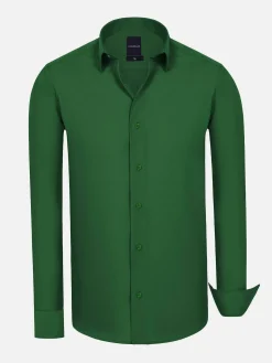Leira Solid Green Overhemd Lange Mouw