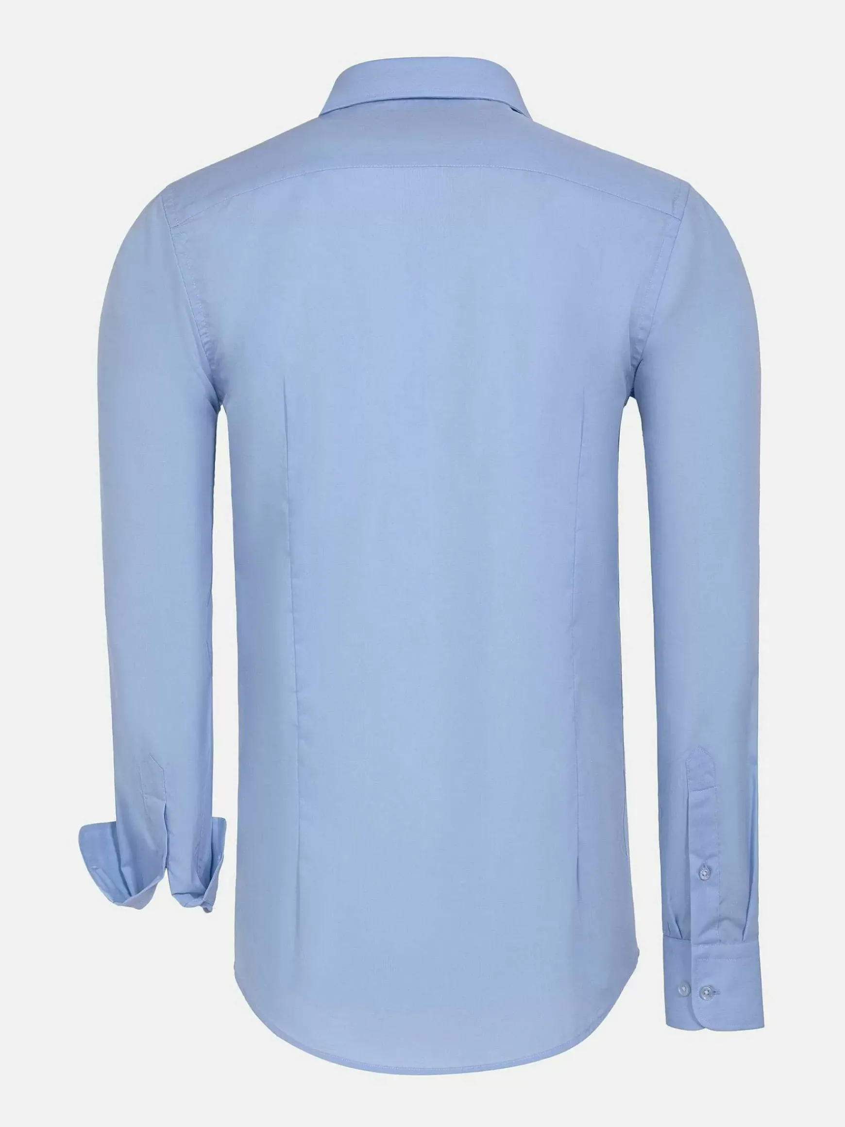 Leira Solid Light Blue Overhemd Lange Mouw