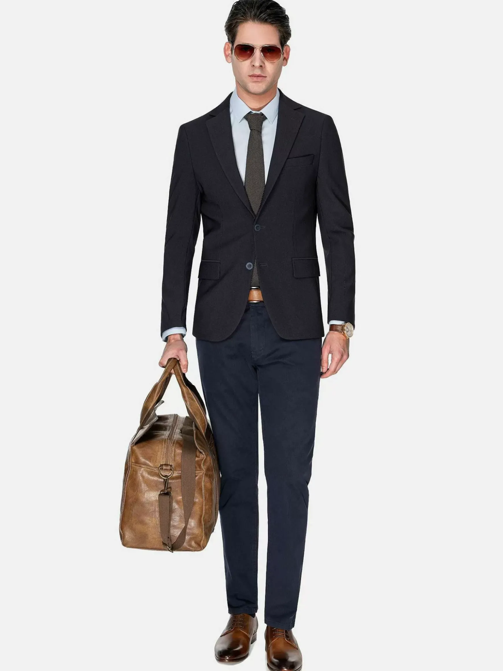 Leira Solid Light Blue Overhemd Lange Mouw