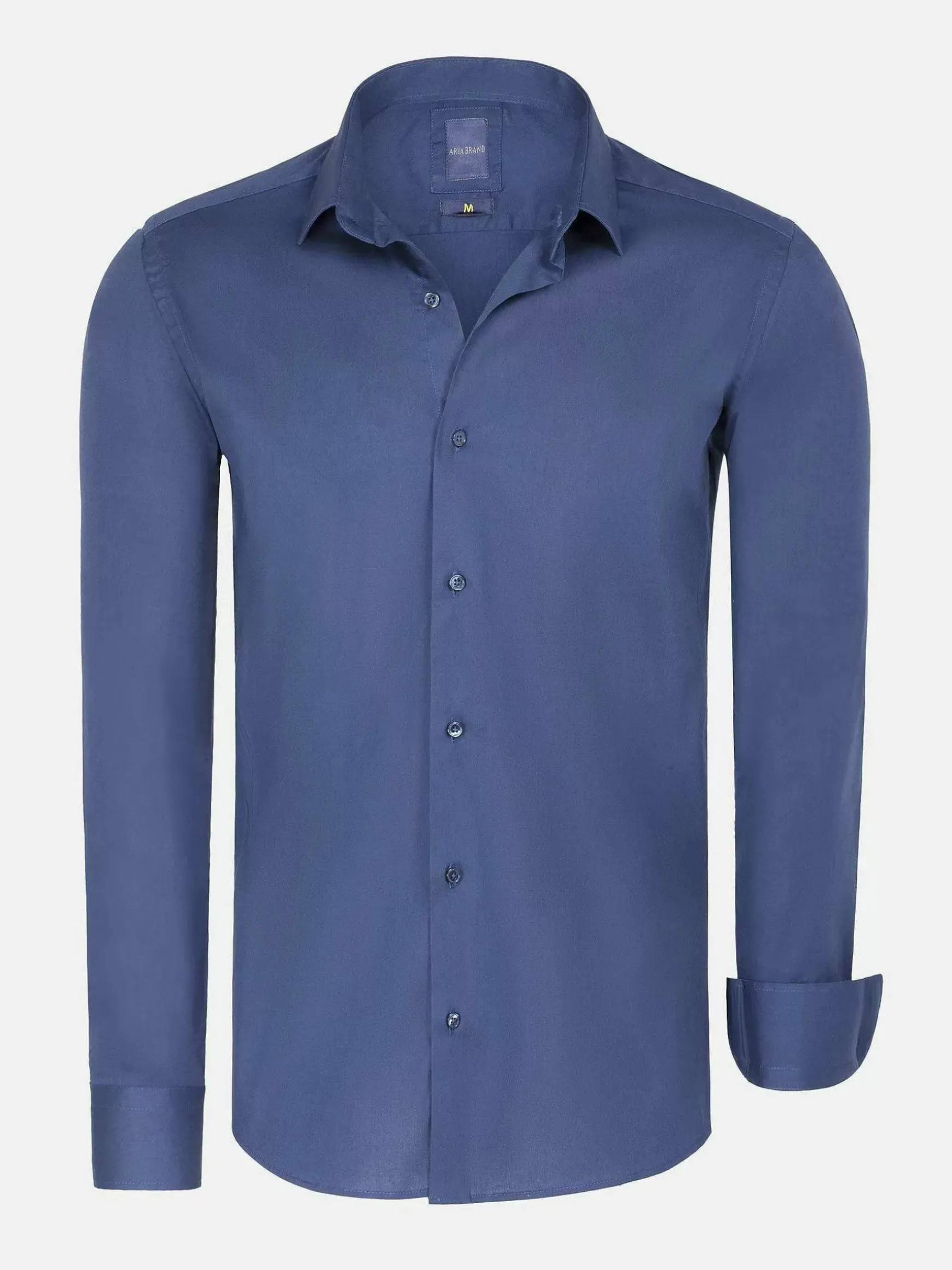 Leira Solid Light Navy Overhemd Lange Mouw