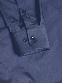 Leira Solid Light Navy Overhemd Lange Mouw