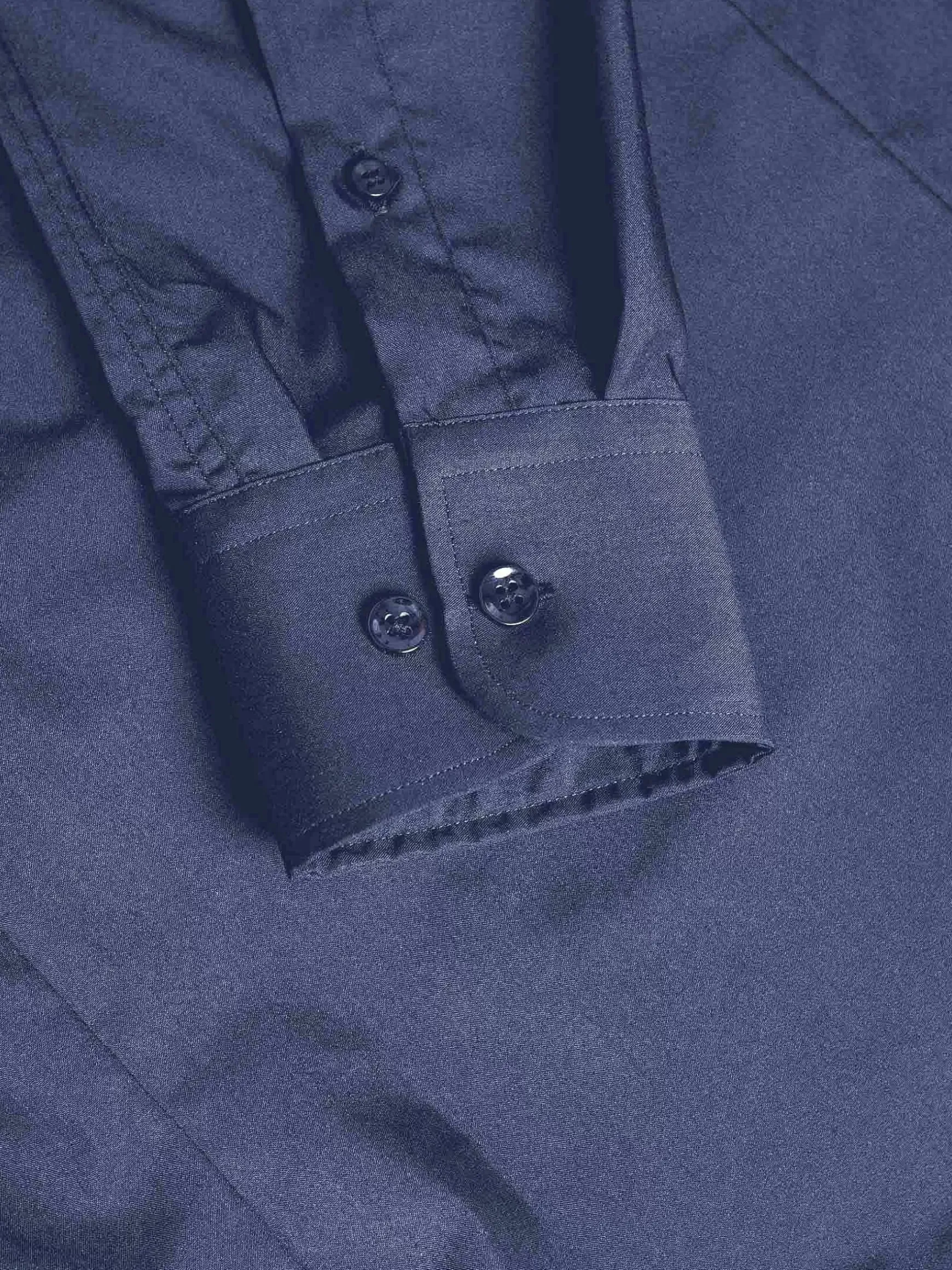 Leira Solid Light Navy Overhemd Lange Mouw