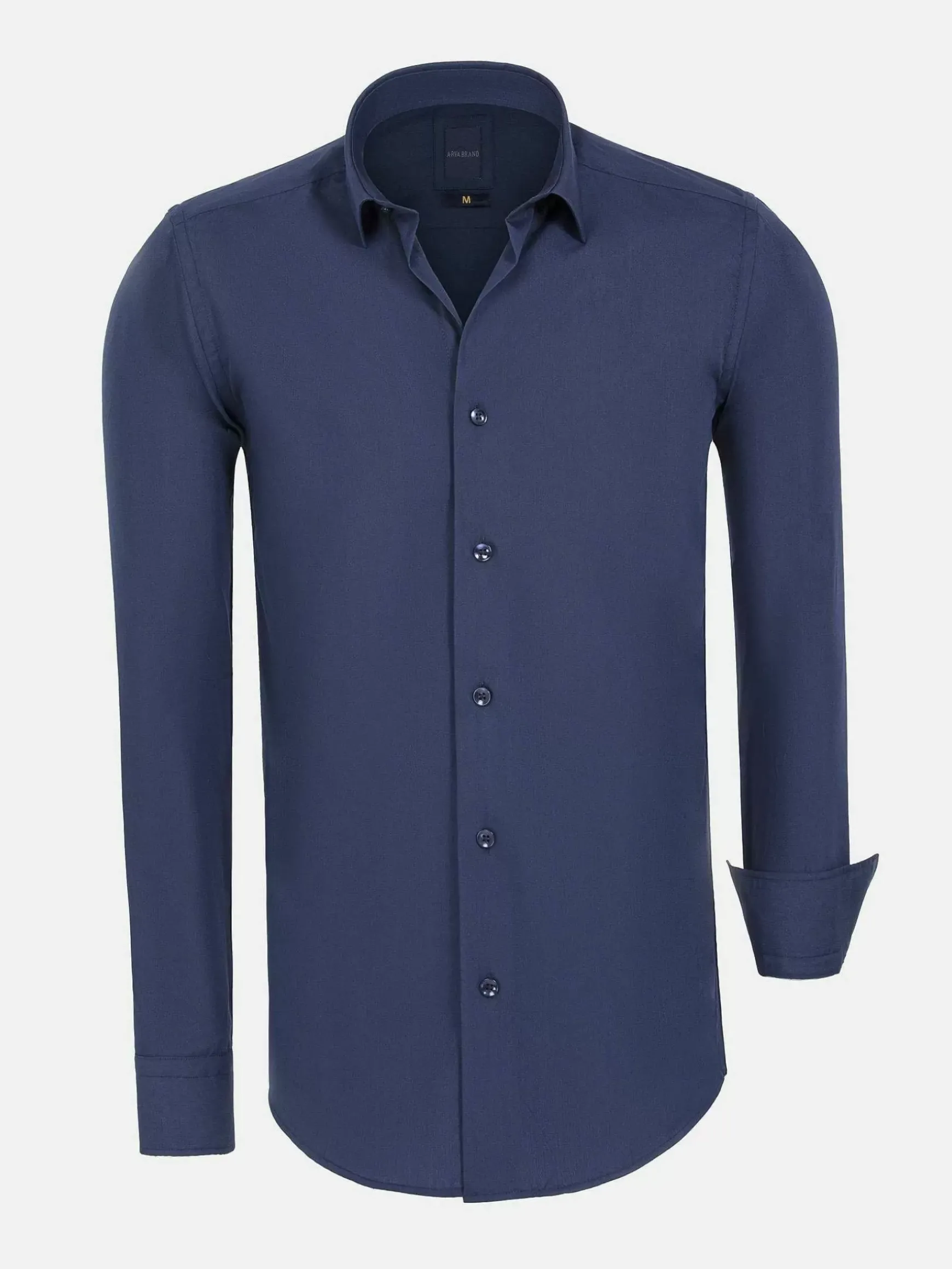 Leira Solid Navy Overhemd Lange Mouw