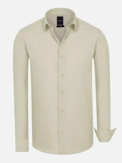 Leira Solid Off White Overhemd Lange Mouw