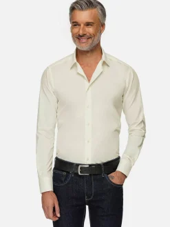 Leira Solid Off White Overhemd Lange Mouw