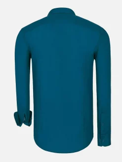 Leira Solid Petrol Overhemd Lange Mouw