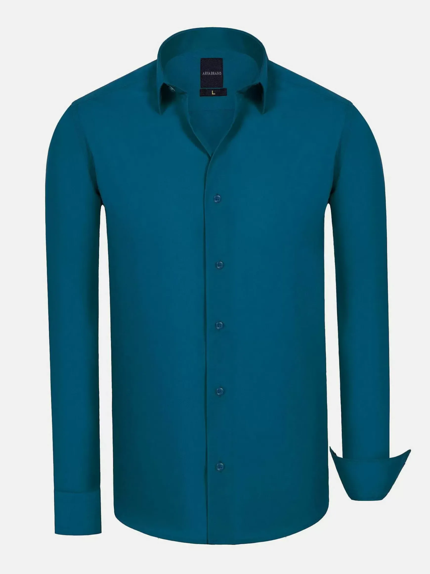 Leira Solid Petrol Overhemd Lange Mouw