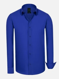 Leira Solid Royal Blue Overhemd Lange Mouw