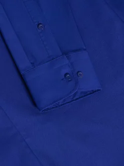 Leira Solid Royal Blue Overhemd Lange Mouw