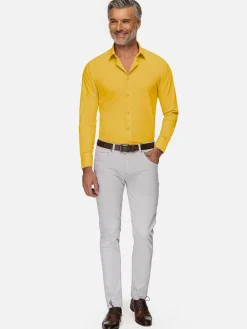 Leira Solid Yellow Overhemd Lange Mouw