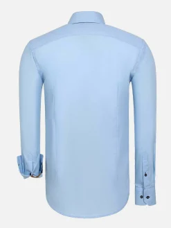 Metz Solid Blue Overhemd Lange Mouw