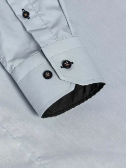 Metz Solid Grey Overhemd Lange Mouw