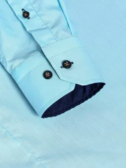 Metz Solid Turquoise Overhemd Lange Mouw