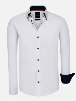 Metz Solid White Overhemd Lange Mouw