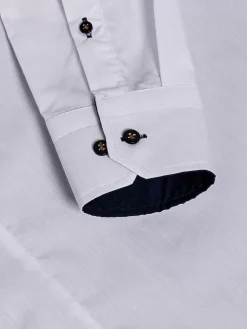 Metz Solid White Overhemd Lange Mouw