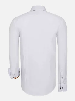 Metz Solid White Overhemd Lange Mouw