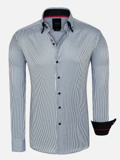 Nancy Anthracite Striped Overhemd Lange Mouw