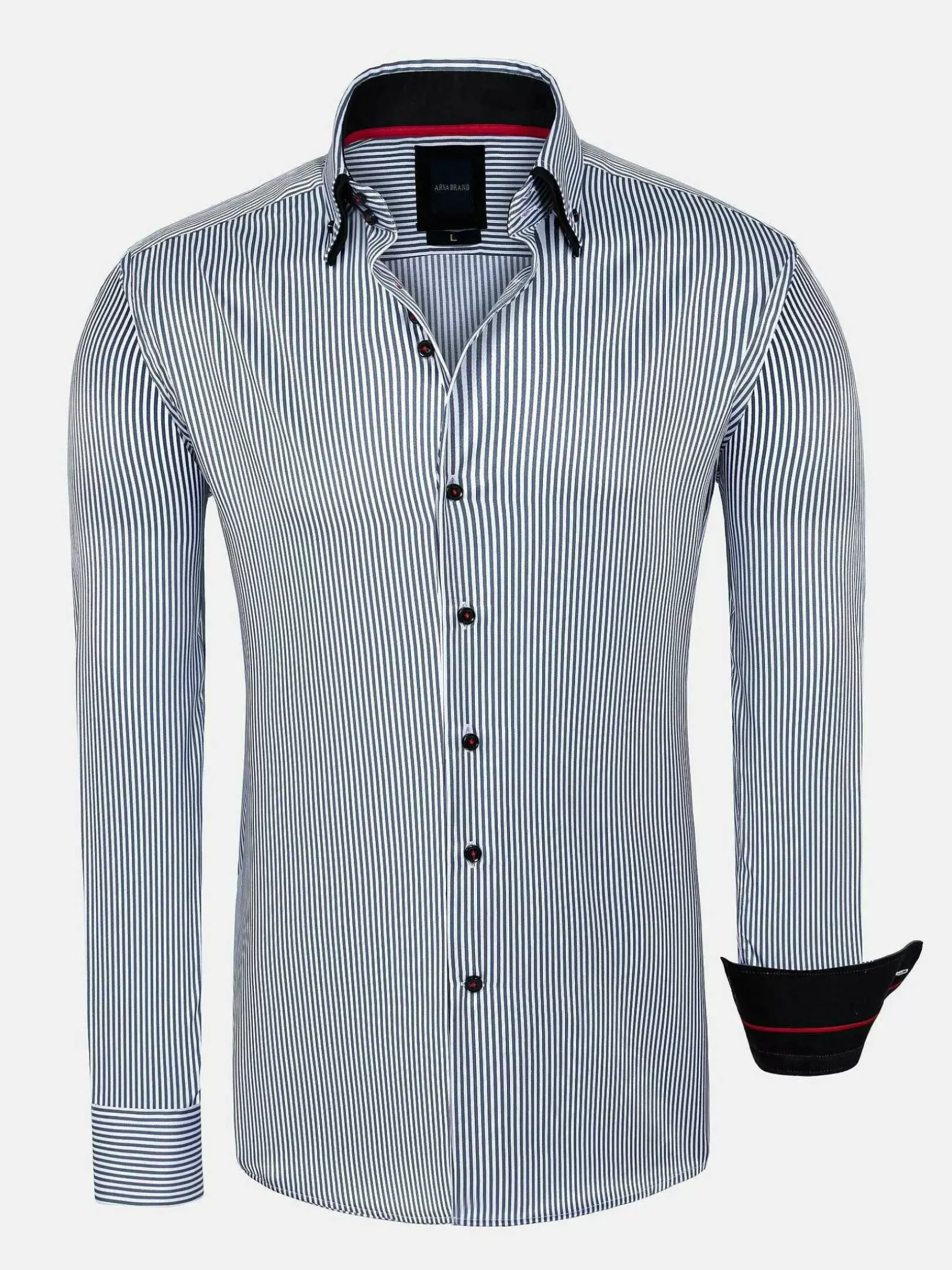 Nancy Anthracite Striped Overhemd Lange Mouw