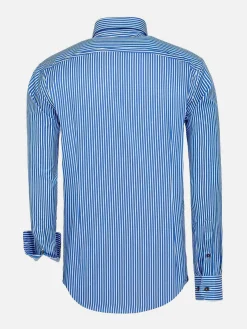 Nancy Royal Blue Striped Overhemd Lange Mouw