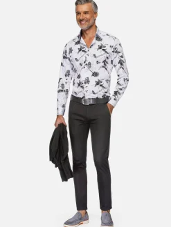 Oasis White Floral Print Overhemd Lange Mouw