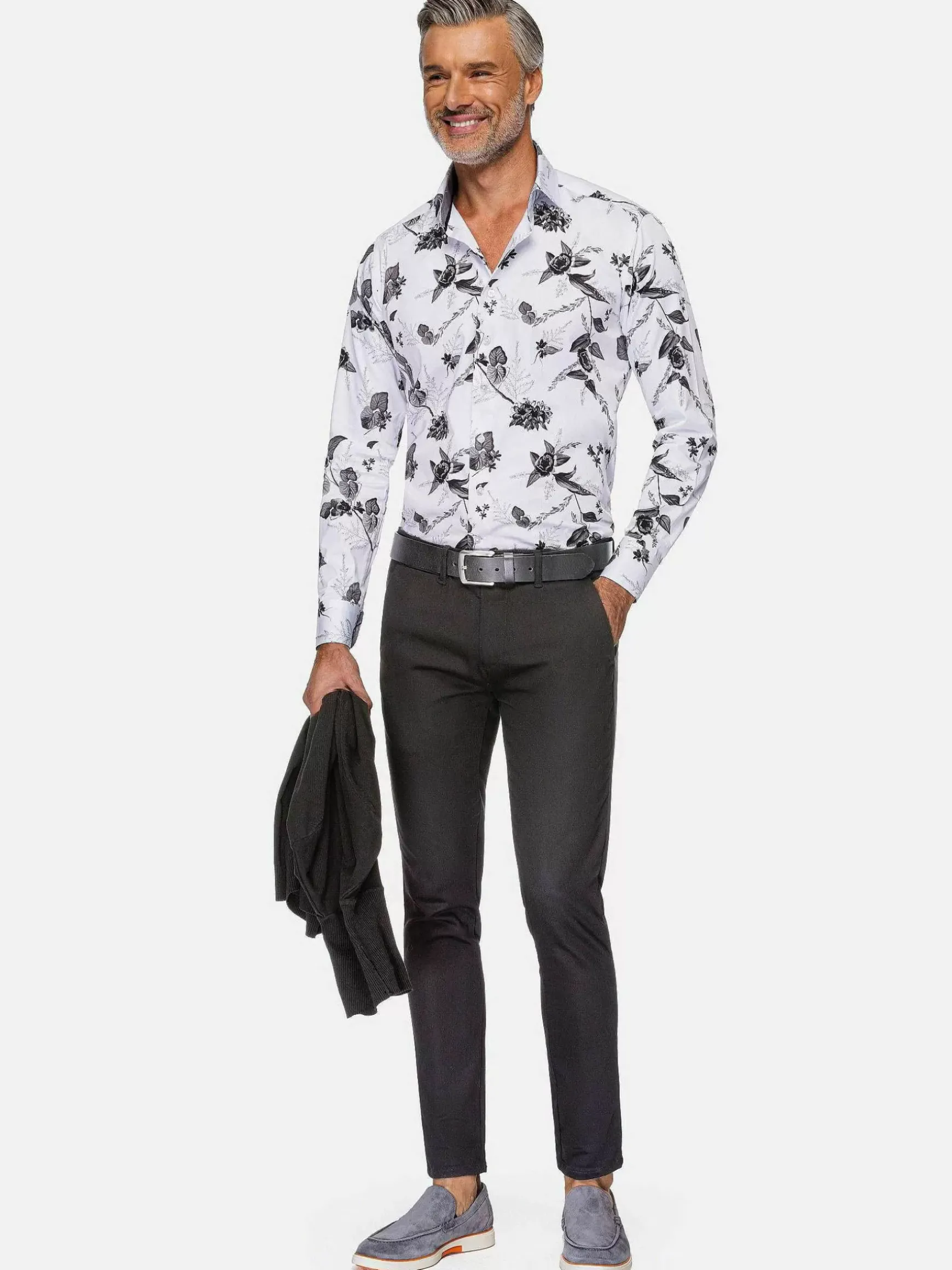 Oasis White Floral Print Overhemd Lange Mouw