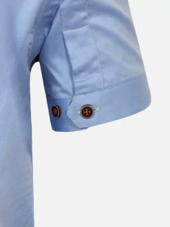 Owen Tailored Fit Blue Overhemd Korte Mouw