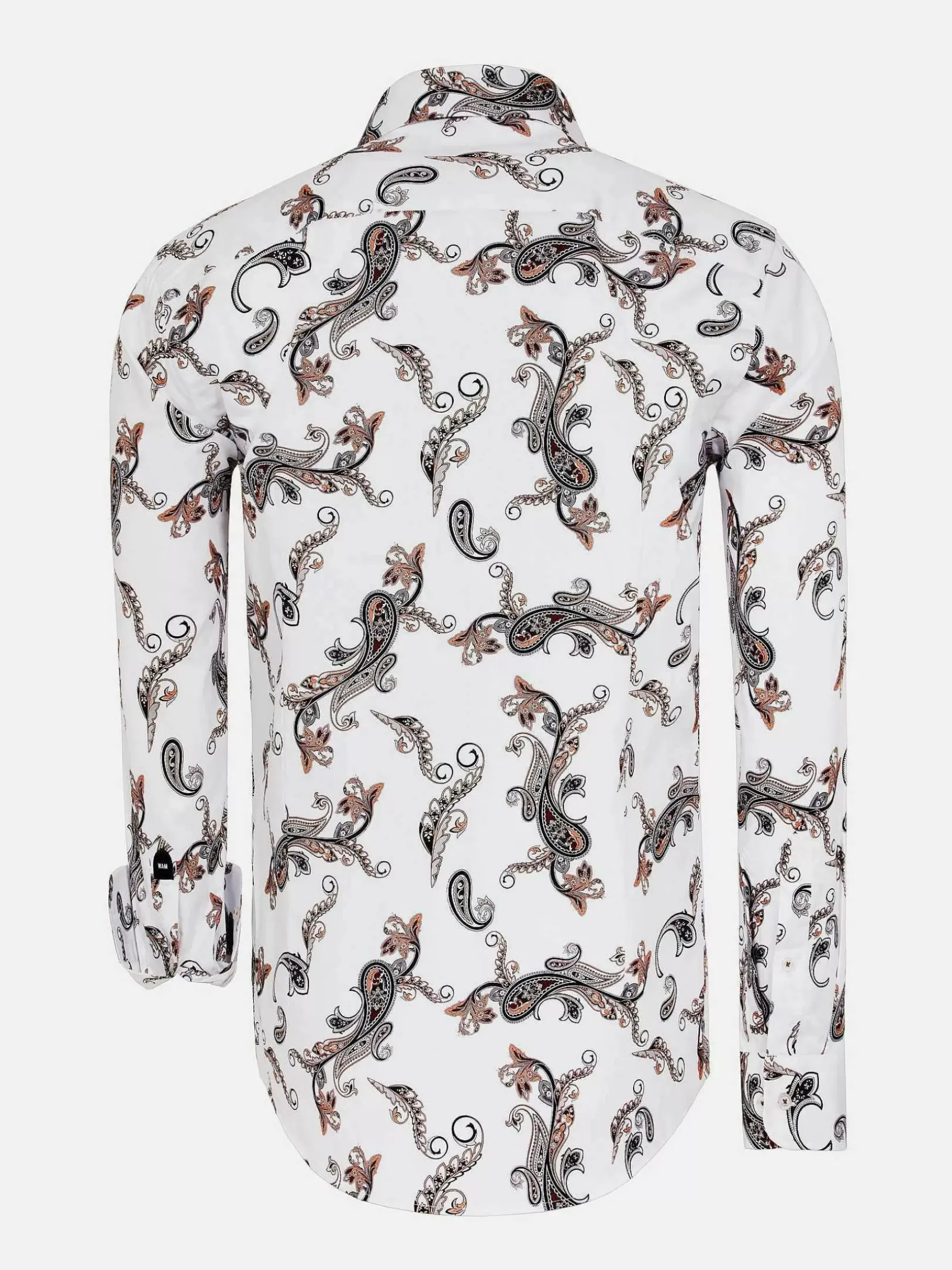 Paisley White Floral Print Overhemd Lange Mouw