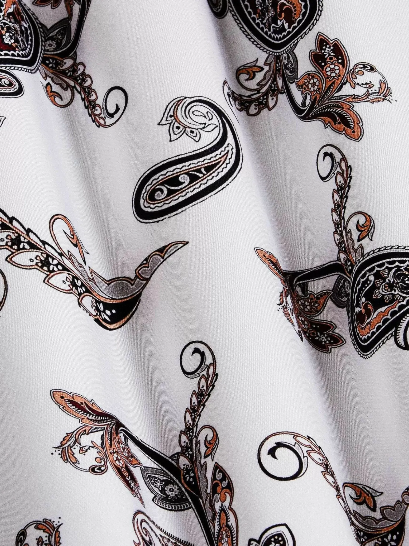 Paisley White Floral Print Overhemd Lange Mouw