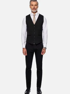 Red Wood Glen Check Slim Fit Dark Red Black Suit Gilet