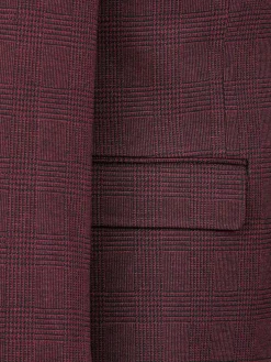 Red Wood Wide Lapel Dark Red Black Suit Colbert