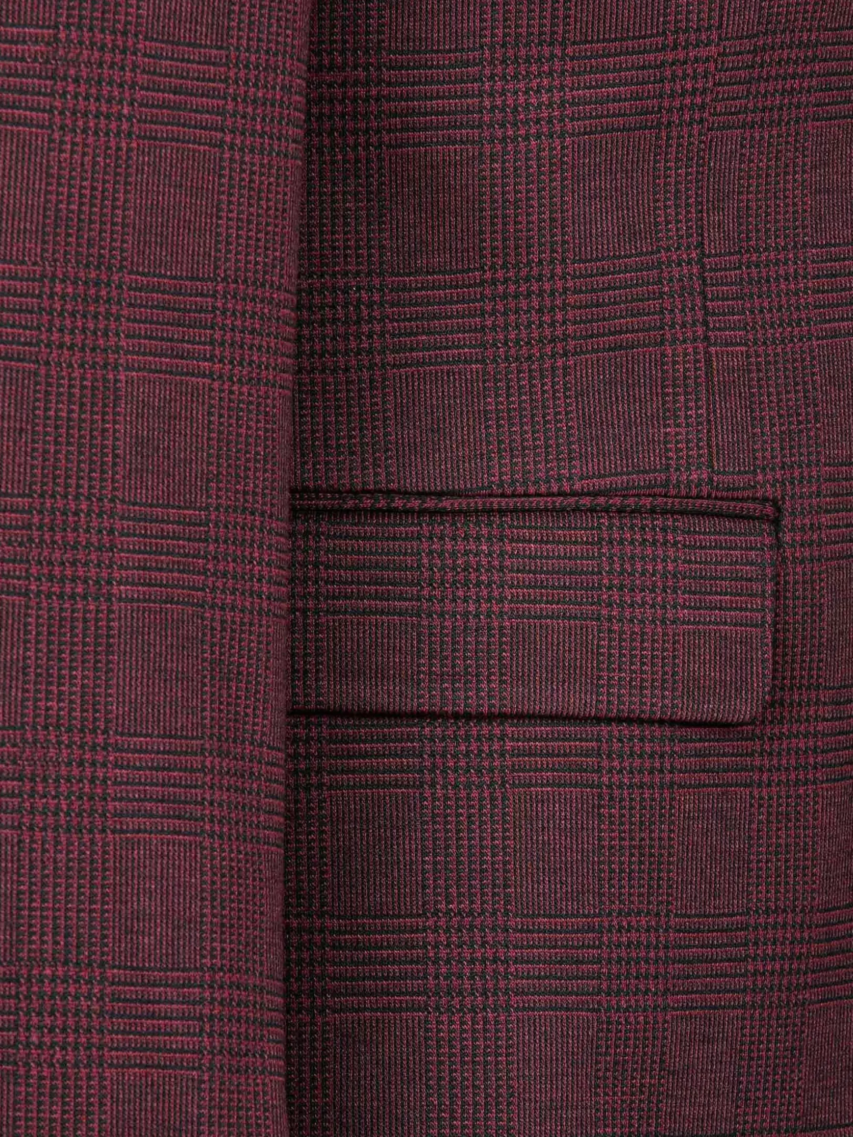 Red Wood Wide Lapel Dark Red Black Suit Colbert