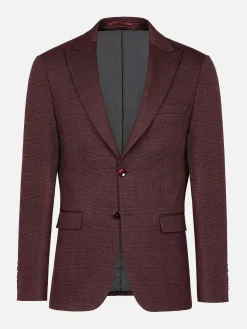 Red Wood Wide Lapel Dark Red Black Suit Colbert