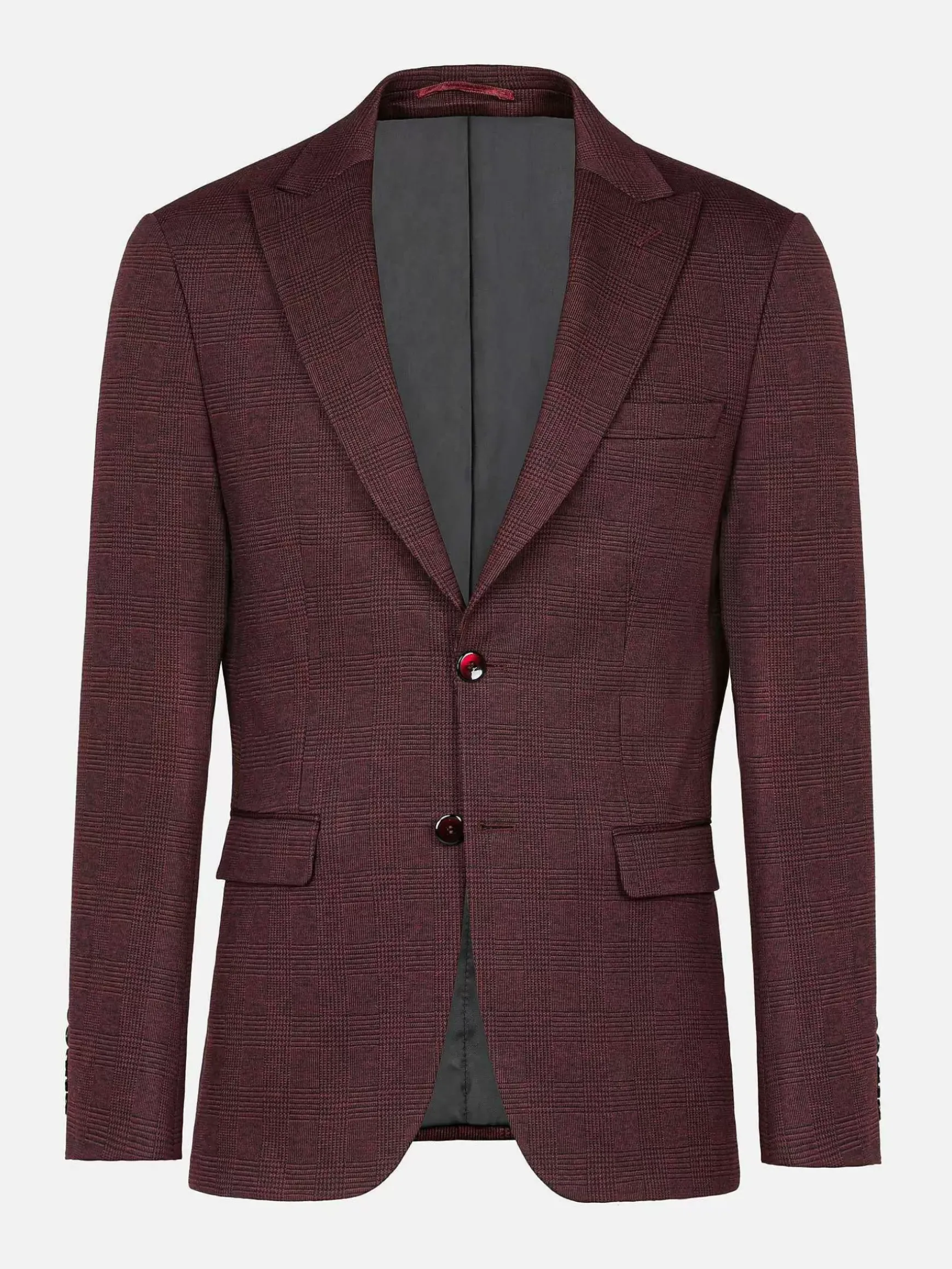 Red Wood Wide Lapel Dark Red Black Suit Colbert