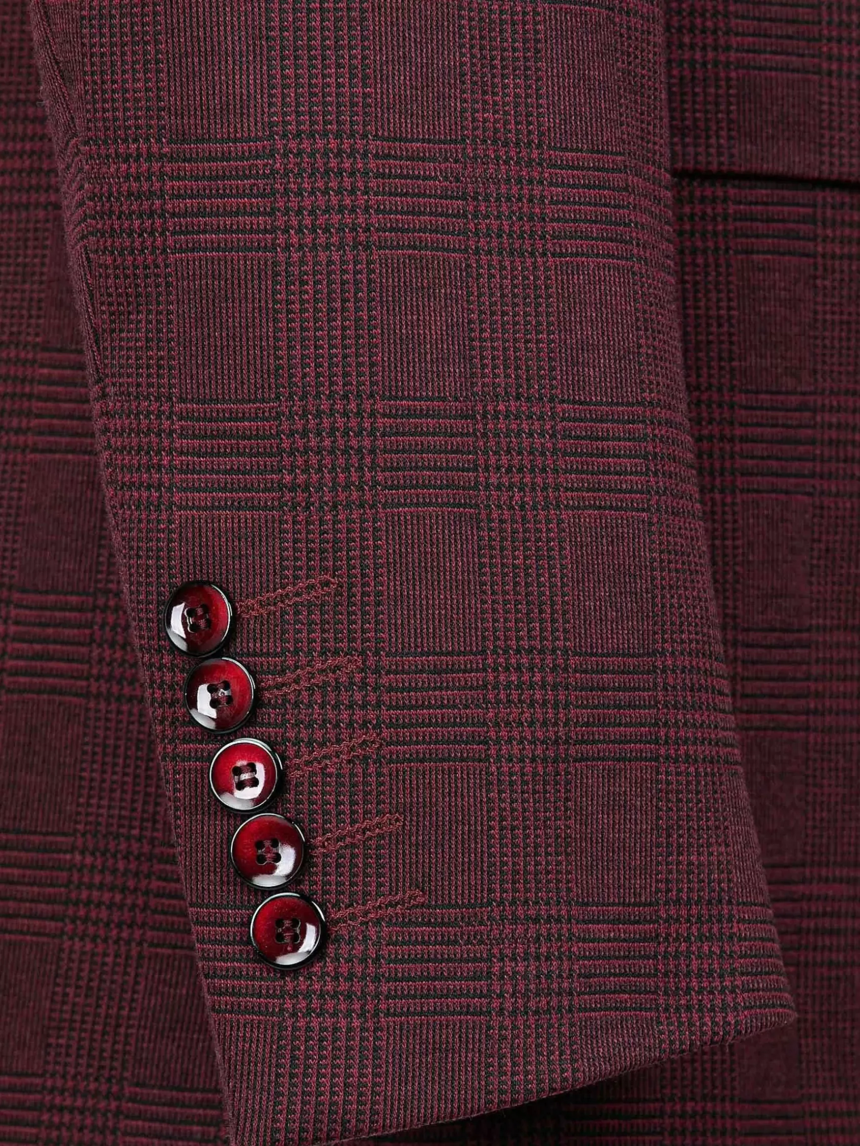 Red Wood Wide Lapel Dark Red Black Suit Colbert