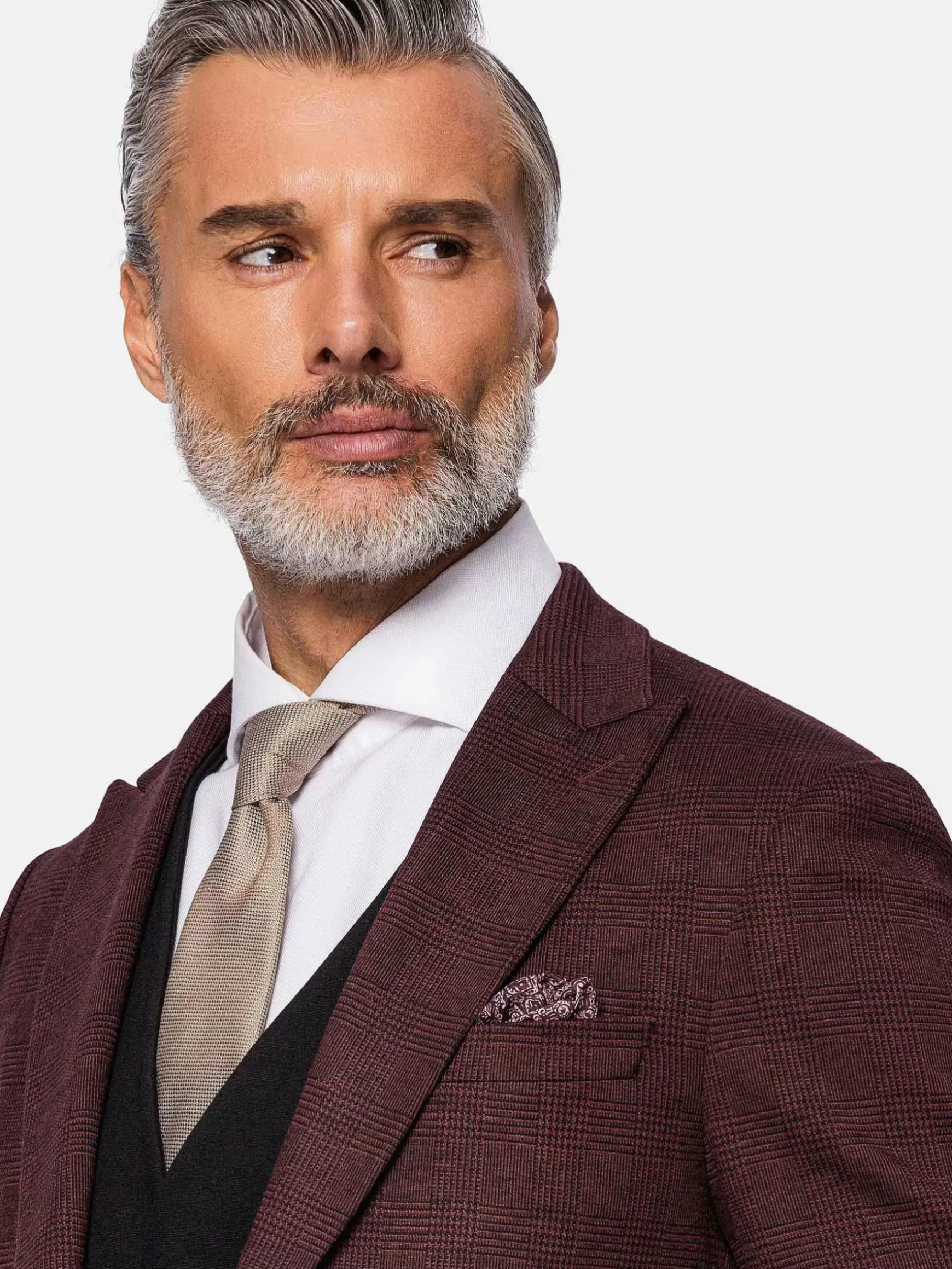 Red Wood Wide Lapel Dark Red Black Suit Colbert