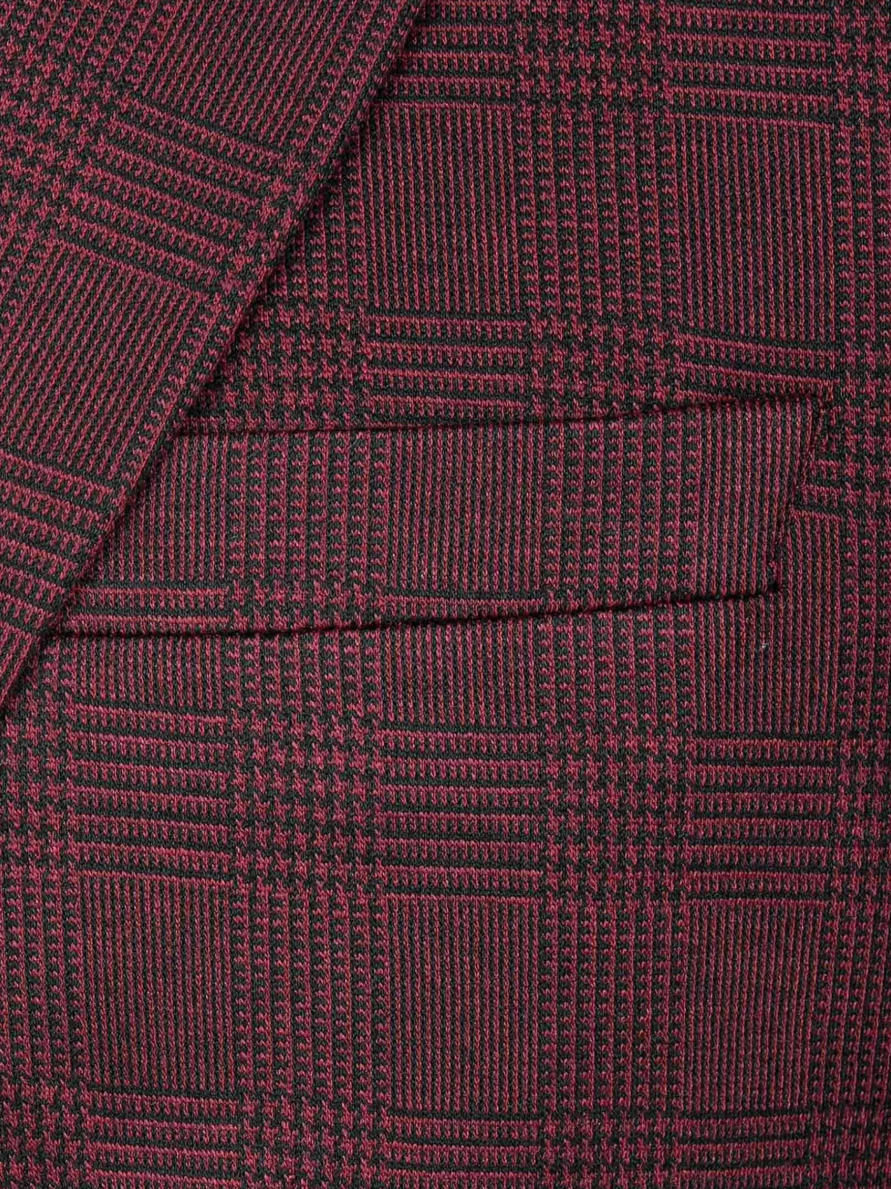 Red Wood Wide Lapel Dark Red Black Suit Colbert