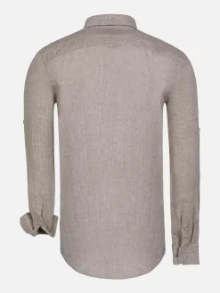 Redention Linen Beige Overhemd Lange Mouw