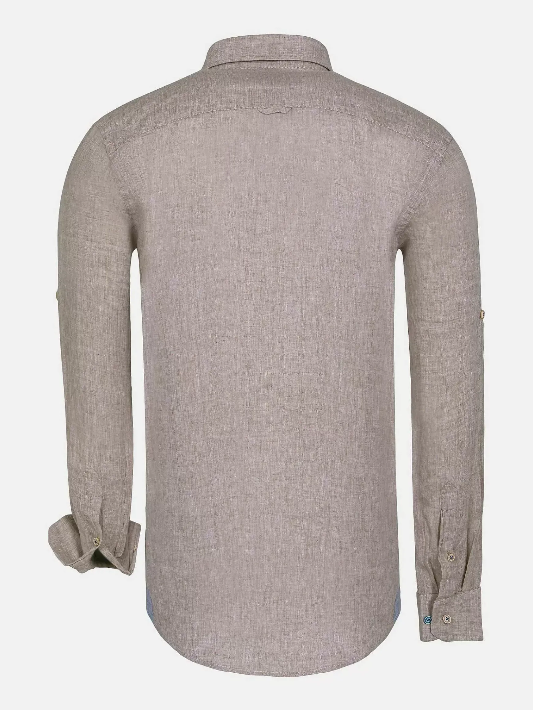 Redention Linen Beige Overhemd Lange Mouw