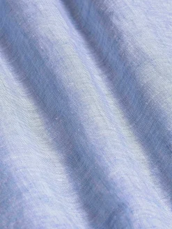 Redention Linen Blue Overhemd Lange Mouw