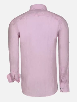 Redention Linen Pink Overhemd Lange Mouw