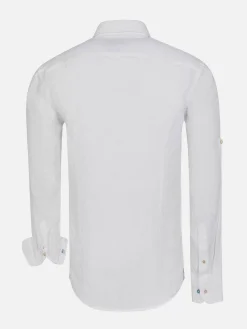 Redention Linen White Overhemd Lange Mouw