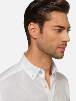 Redention Linen White Overhemd Lange Mouw