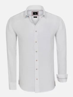Redention Linen White Overhemd Lange Mouw