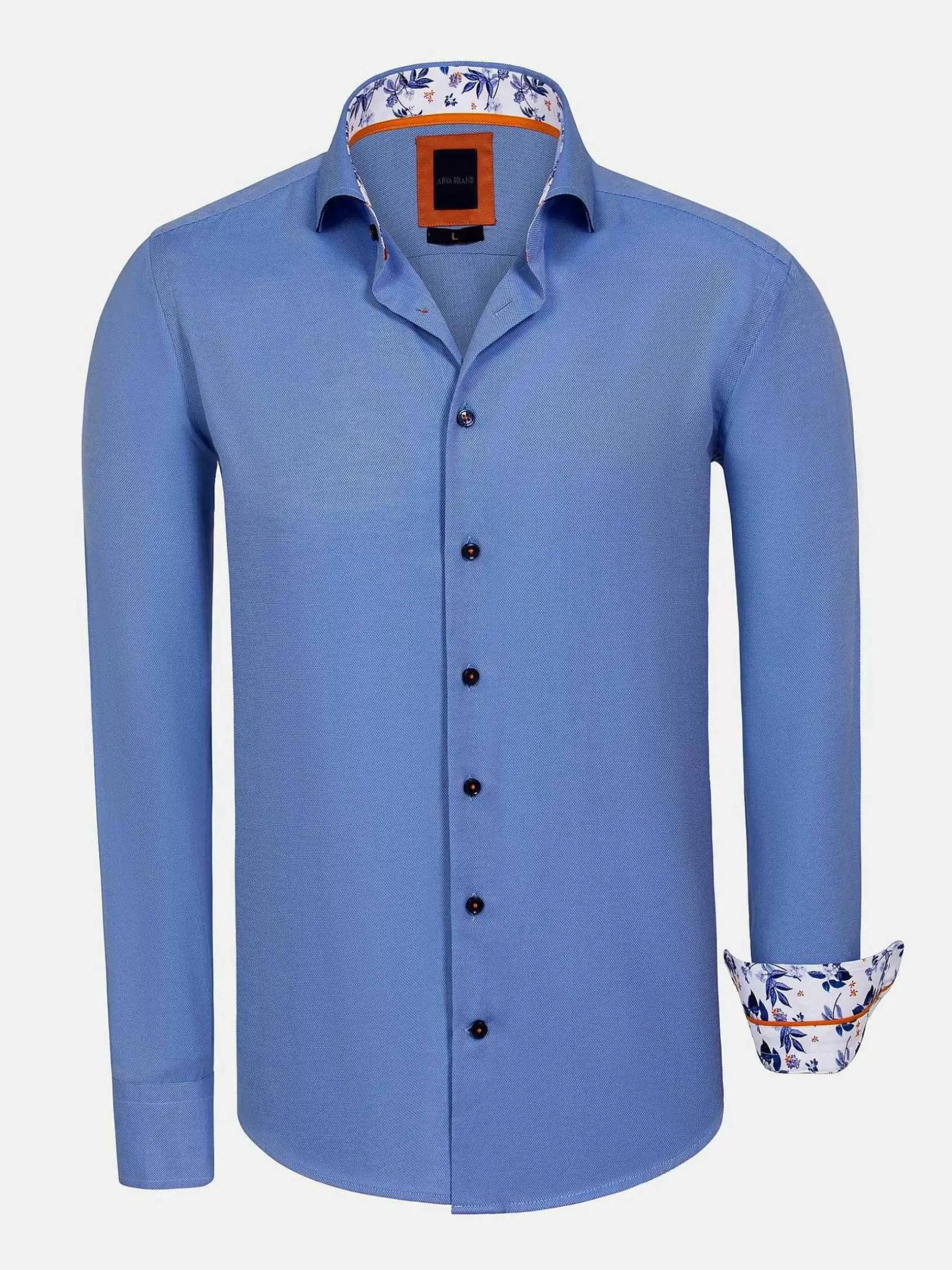 Redon Indigo Poplin Plain Overhemd Longe Mouw