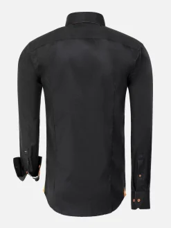 Romney Solid Black Overhemd Lange Mouw