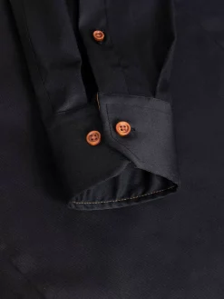 Romney Solid Black Overhemd Lange Mouw